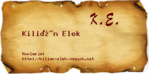 Kilián Elek névjegykártya